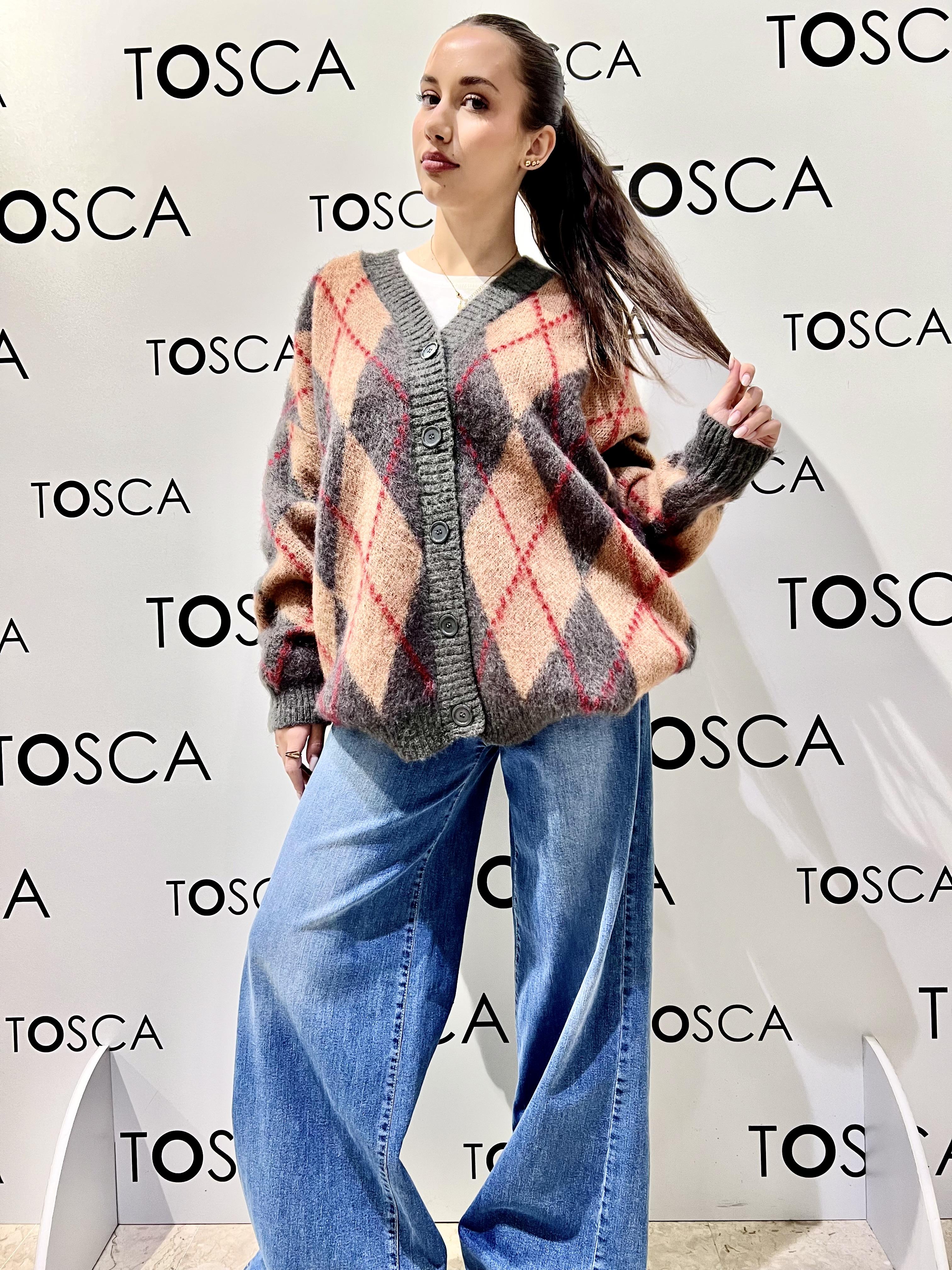 cardigan over rombi 3M1096NIGRIGIO-ROSA KONTATTO