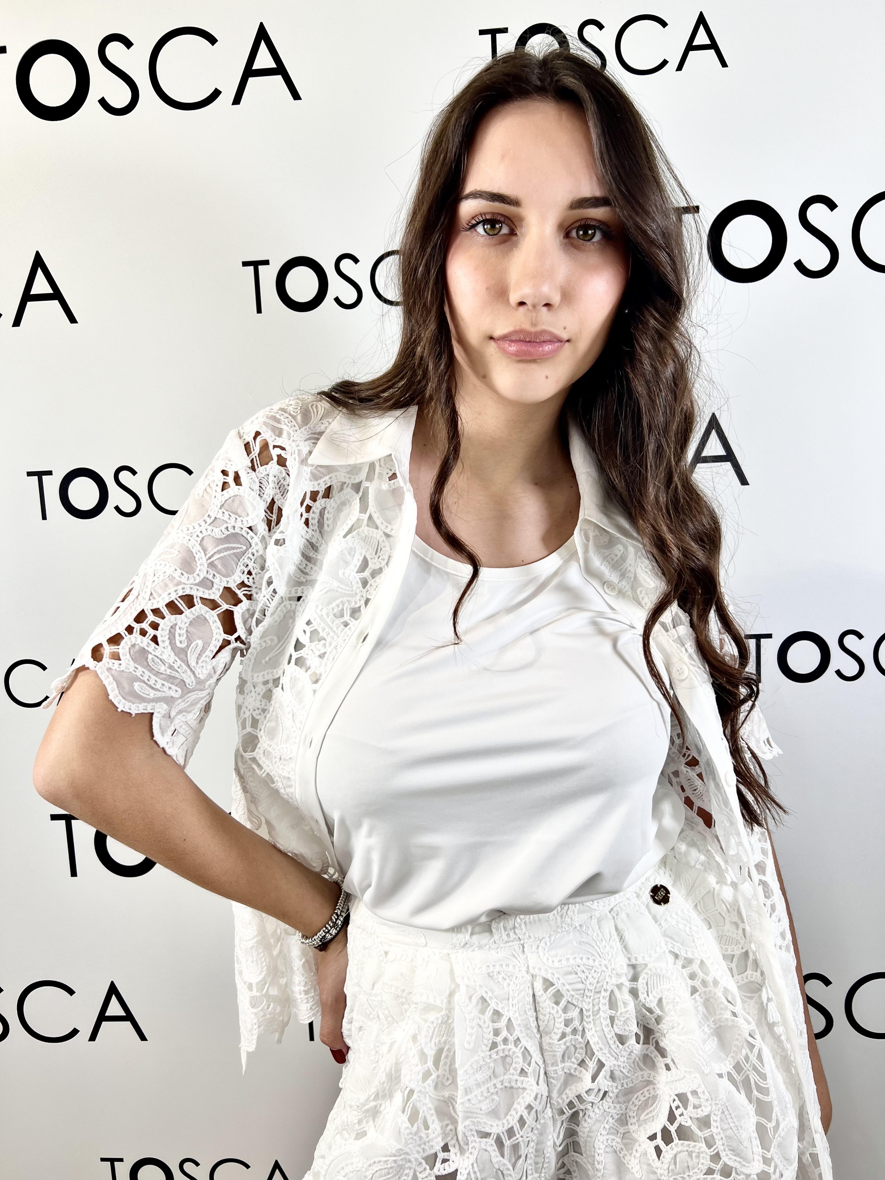 camicia con lavorazione ornamentale e maniche corte silvian heach 