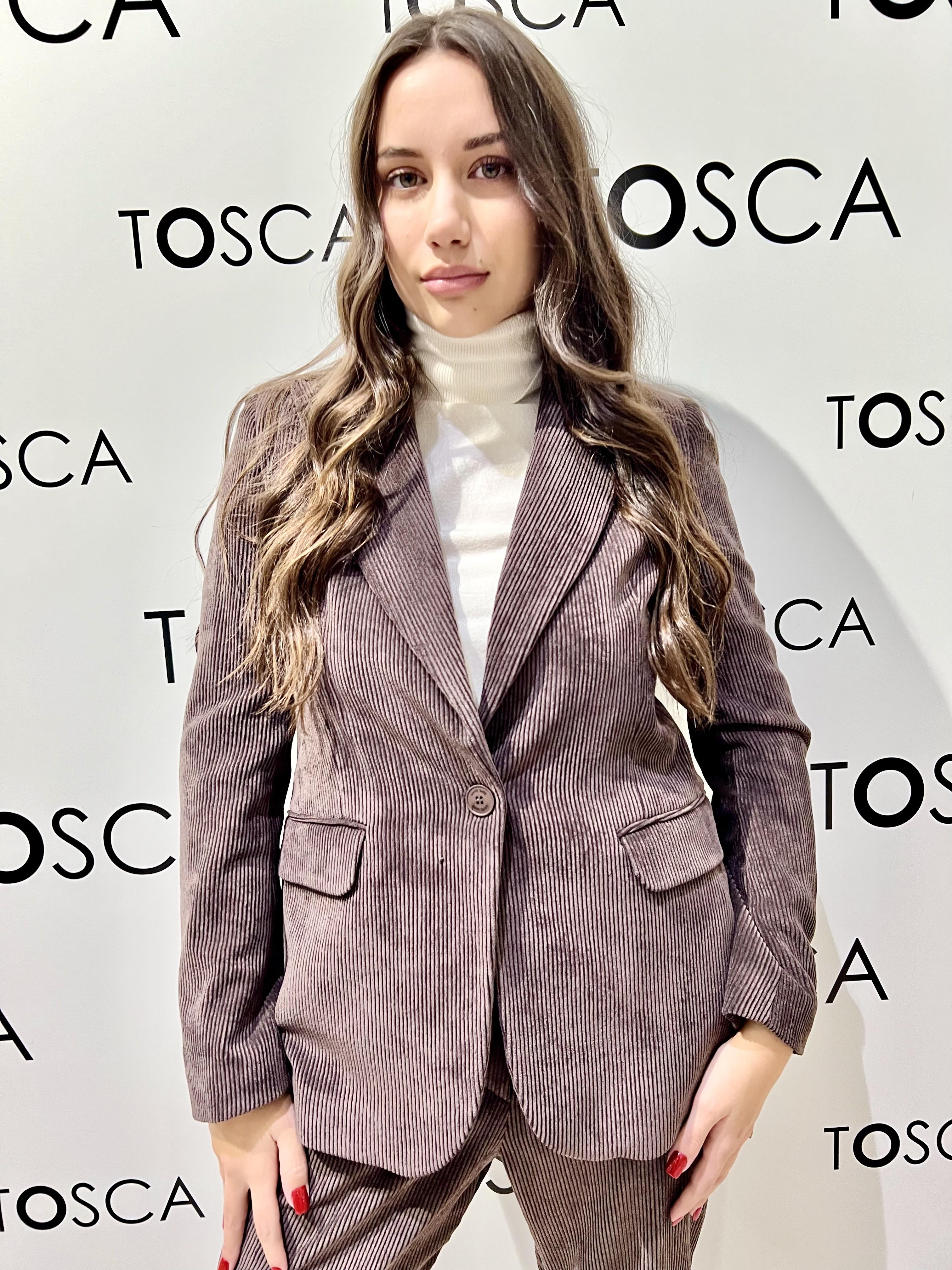 tailleur monopetto velluto a coste WW20413MARRONE WHITE WISE