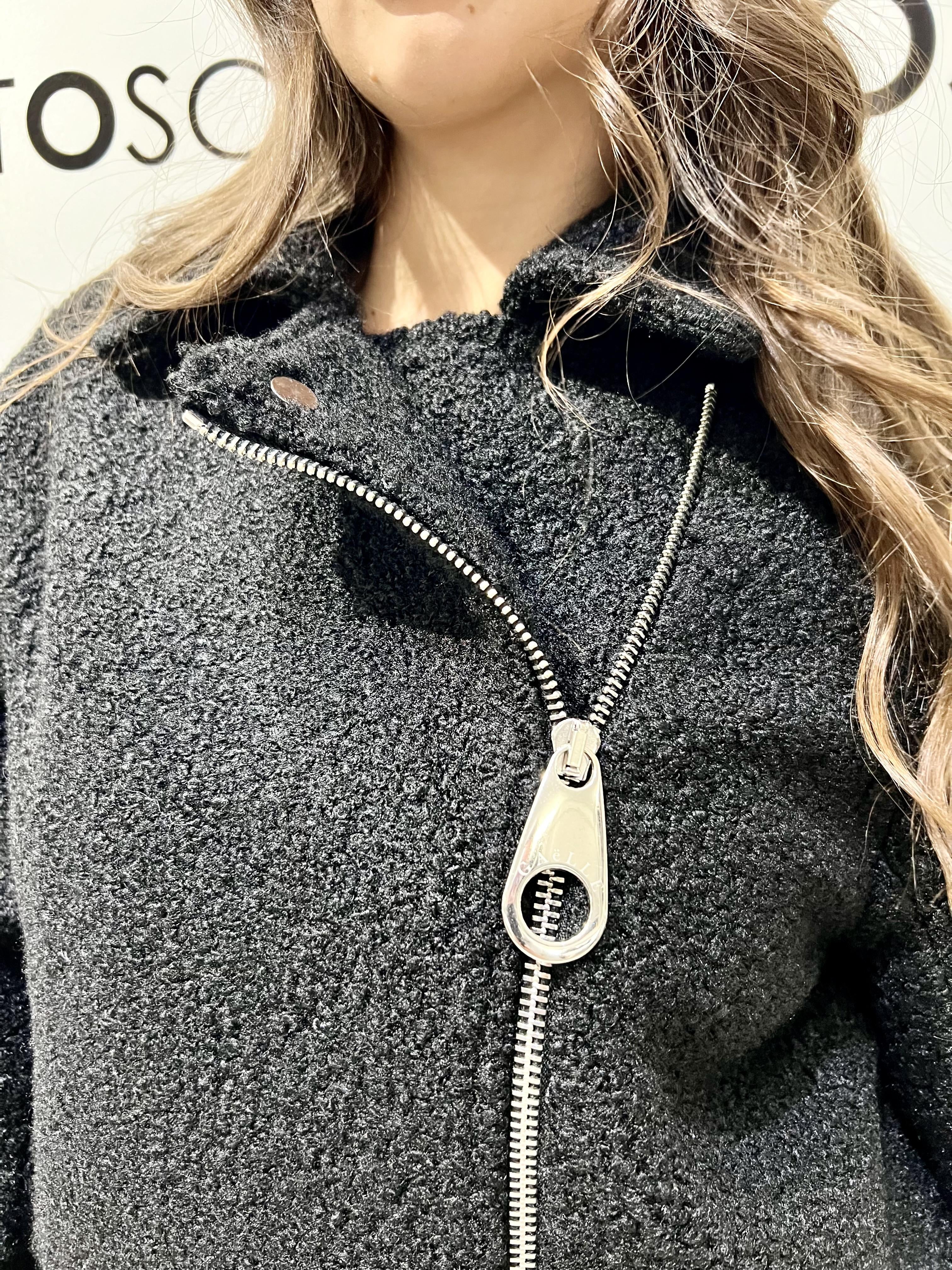 cappotto lungo in panno stile chiodo 