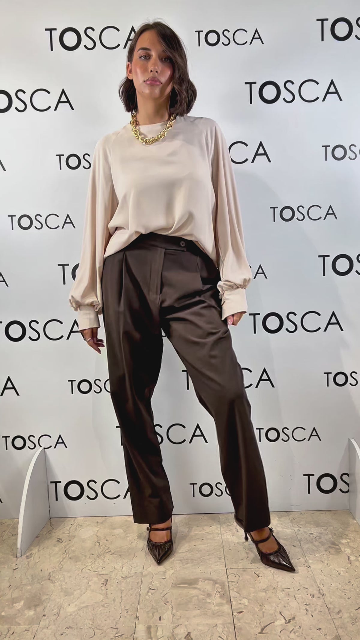 blusa fluida con polso gemelli ferrone