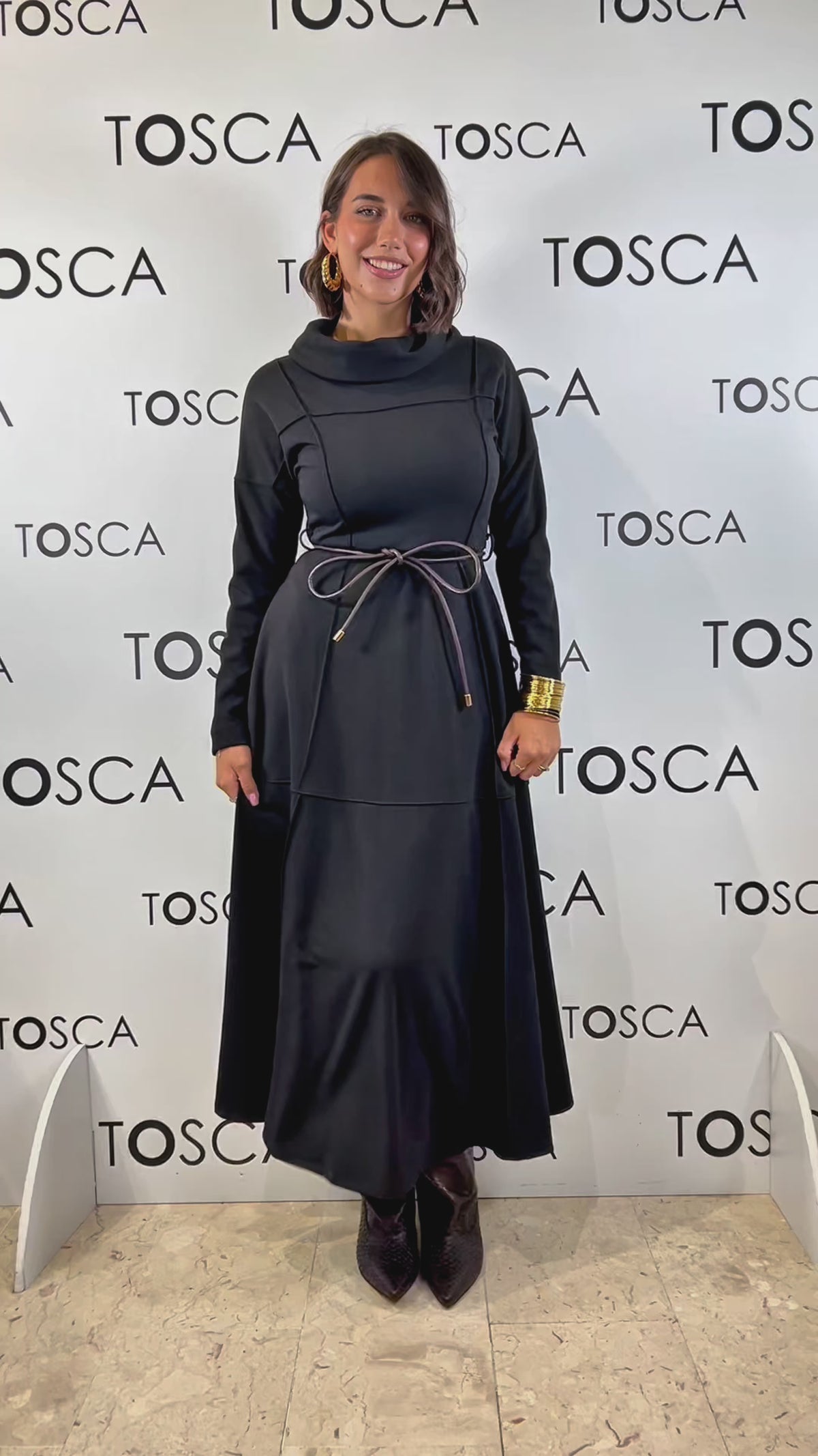 abito in jersey crepe con cintura ferrone