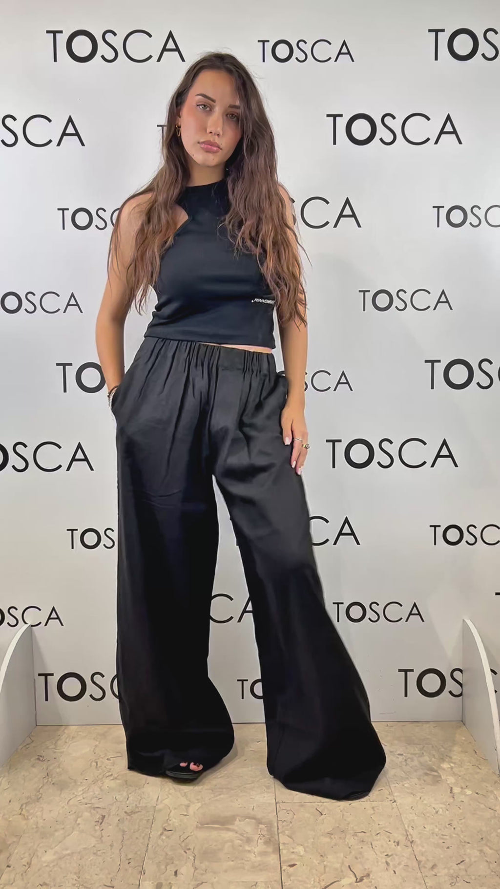 pantalone largo dritto in lino  hinnominate