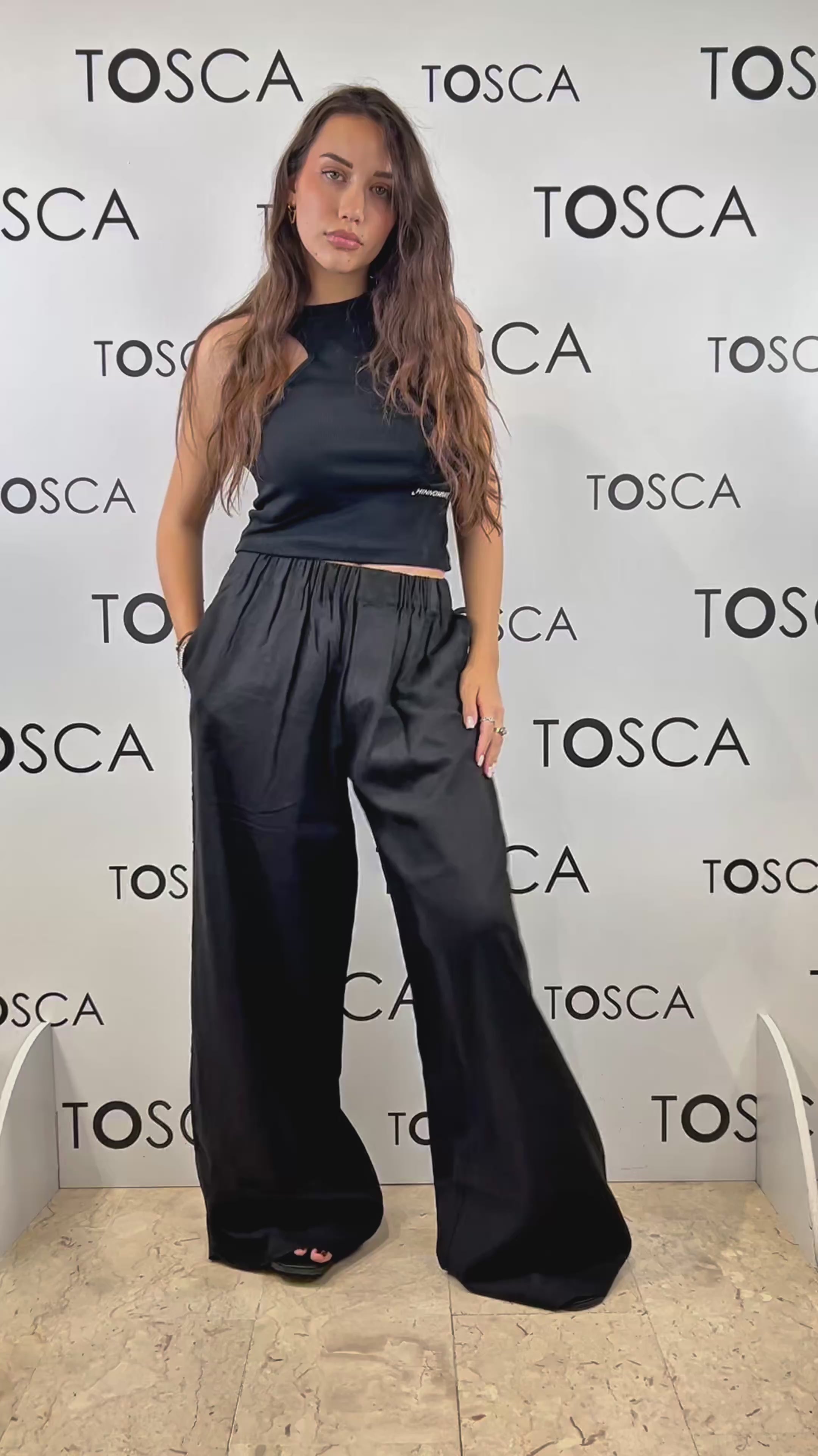 pantalone largo dritto in lino  hinnominate